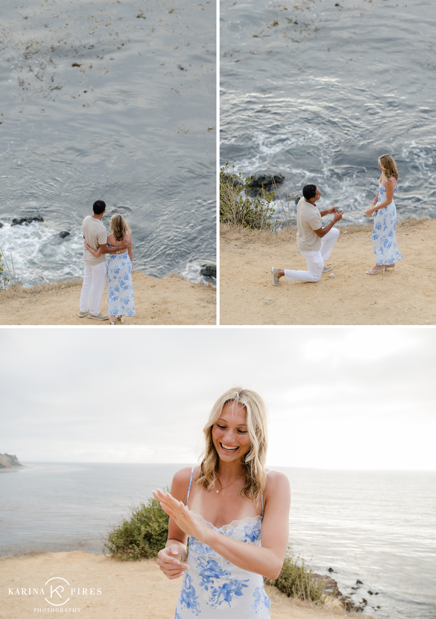 Surprise proposal overlooking the beach in Los Angeles