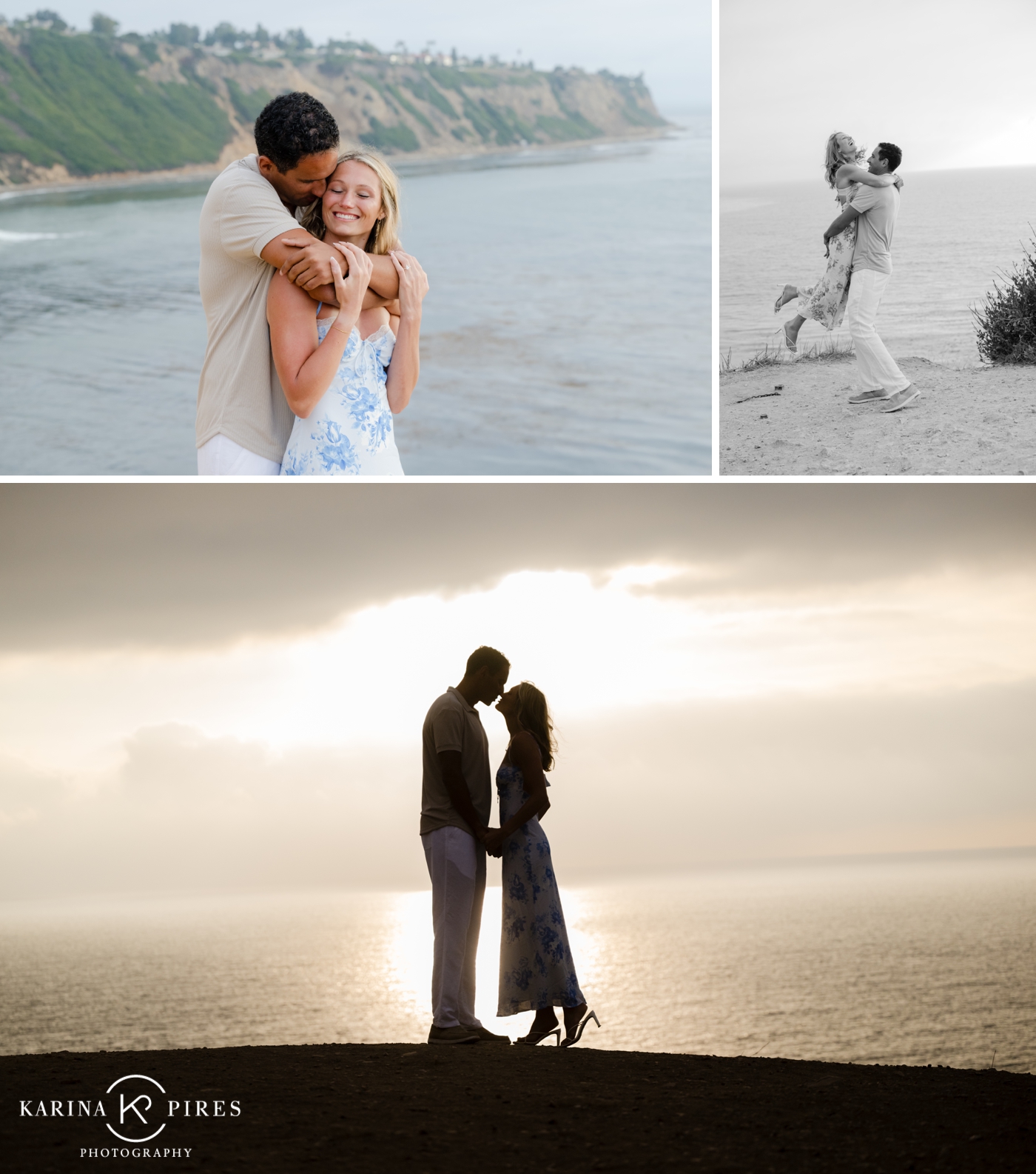 Surprise proposal overlooking the beach in Los Angeles