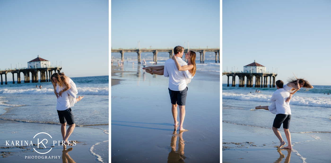 Golden hour engagement session on Manhattan Beach