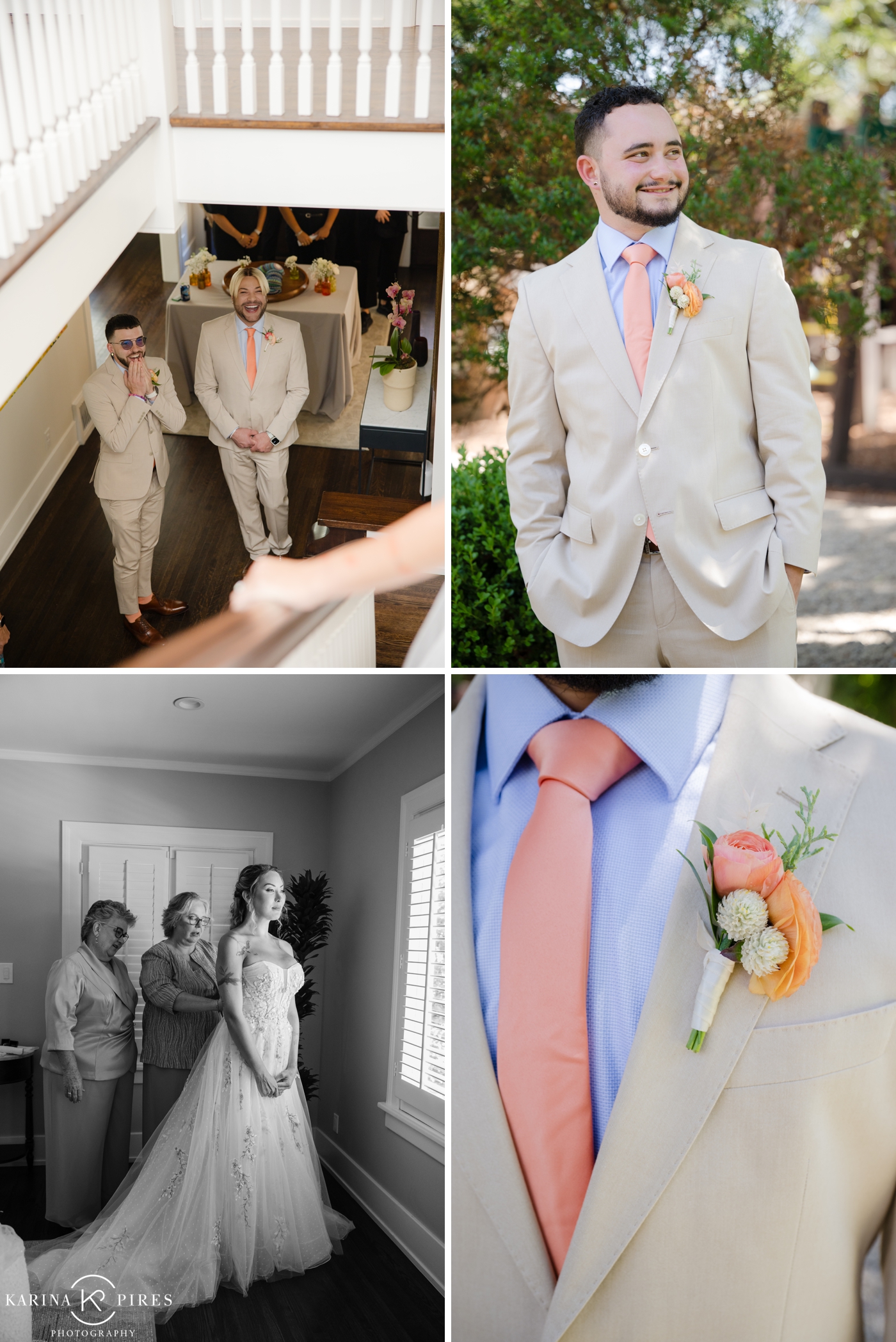 A couple getting ready for their private estate wedding in Los Angeles