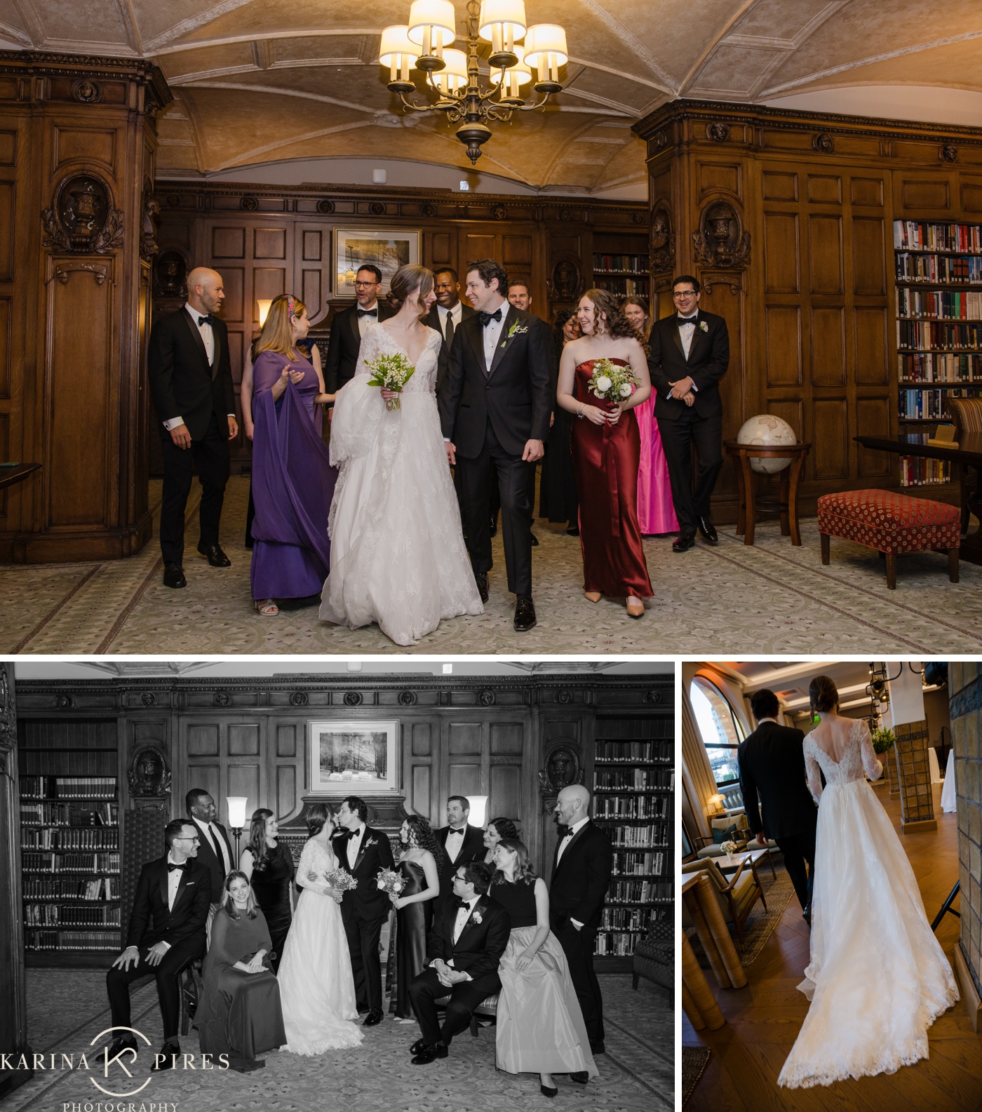 Wedding party pictures inside of Jonathan Club, by Karina Pires Photography