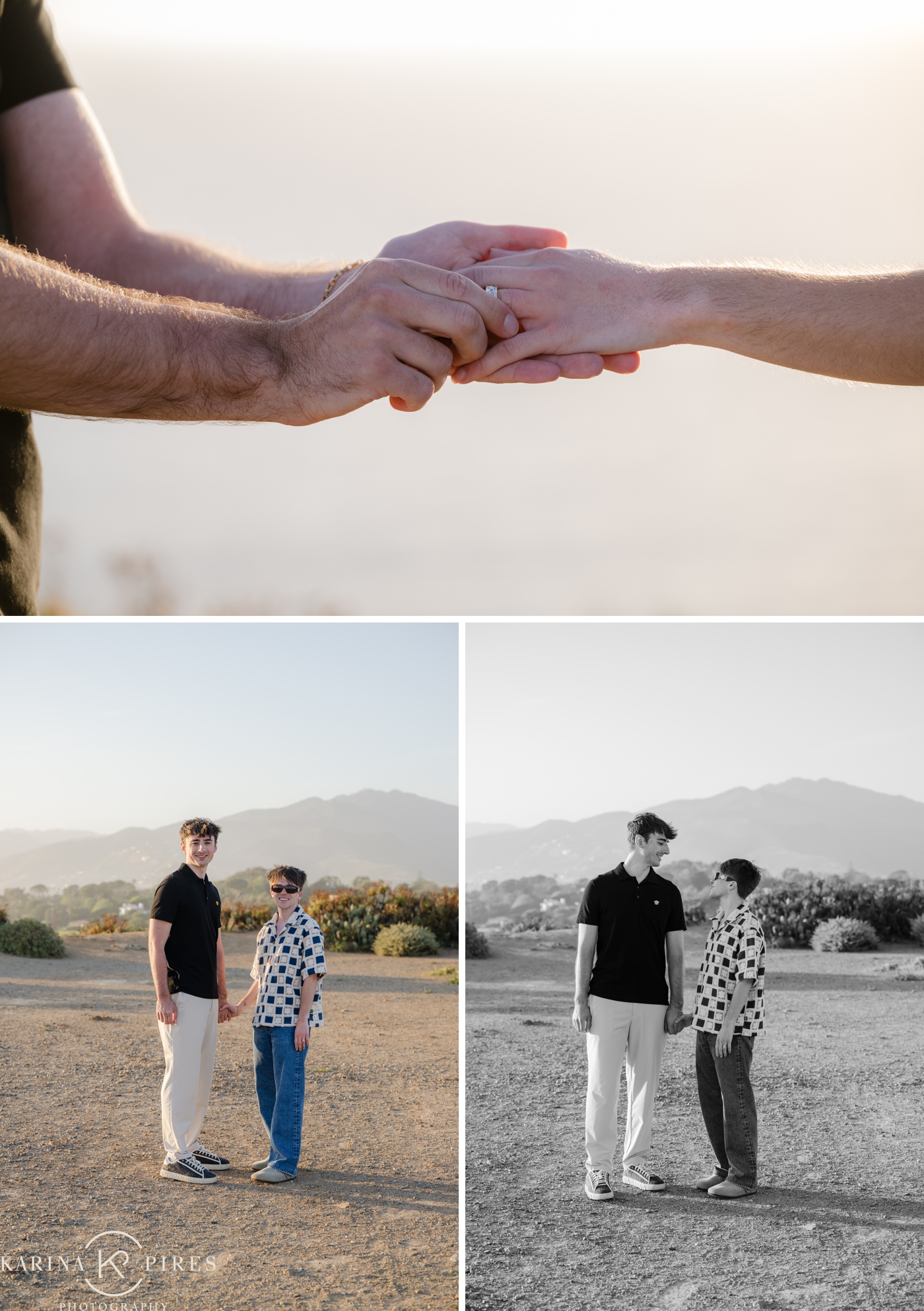 Golden hour post proposal pictures and engagement session on the beach in Los Angeles