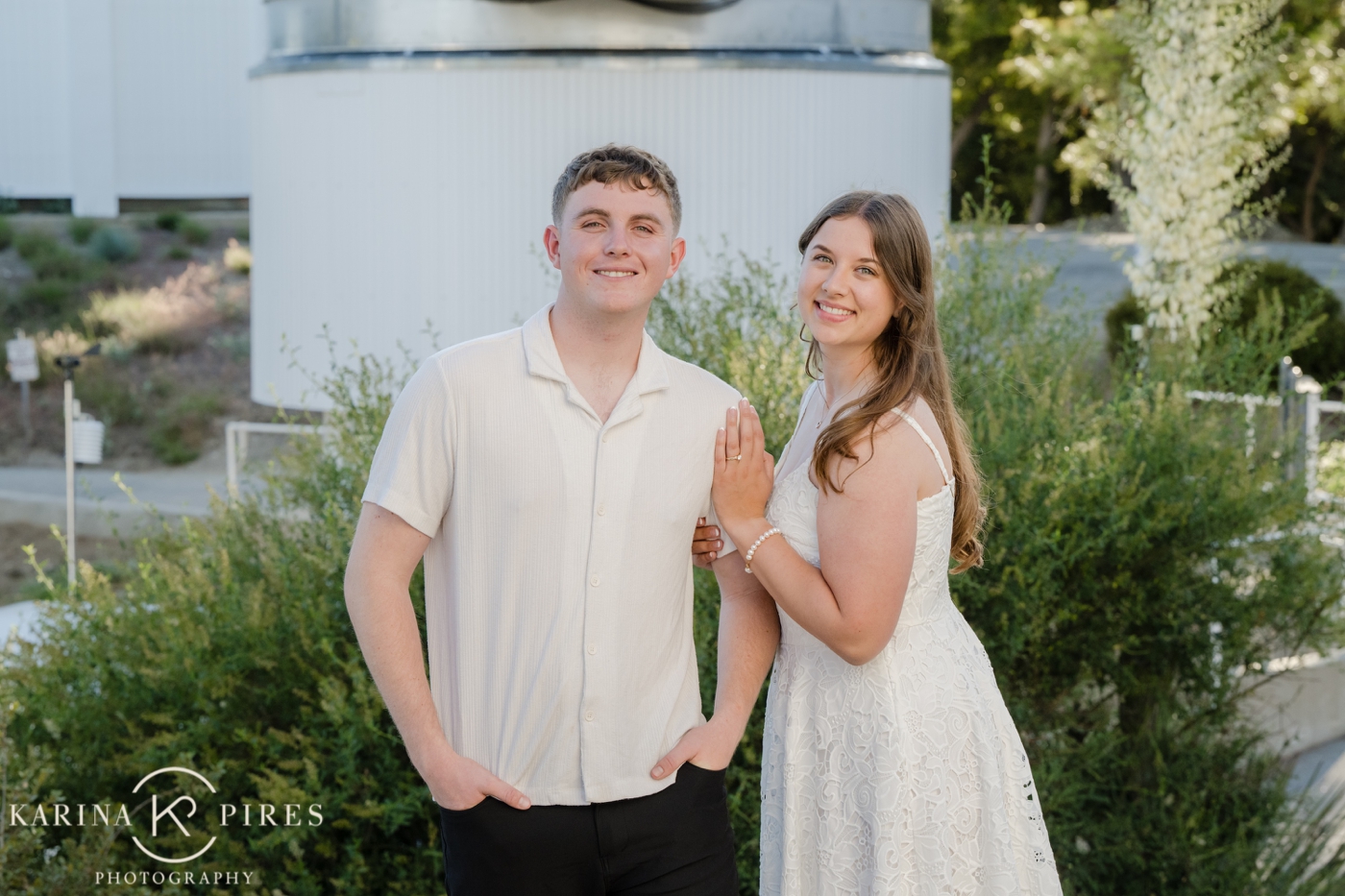 Surprise proposal at Mount Wilson Observatory overlooking the San Gabriel Mountains.